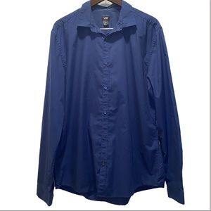EUC H&M Easy Iron Royal Blue Button Dress Shirt XL